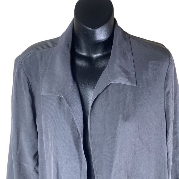 Eileen fisher long line cardigan jacket crinkle gray tencel lyocell small - Picture 2 of 7